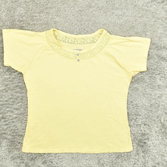 Cabela's Women's Size XL Basic Short Sleeve Yellow Solid Cotton Round Neck Regul - Picture 1 of 8